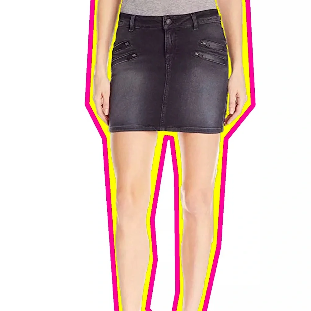Retro Black Dark Wash Denim Guess Biker Mini Skirt with Tags